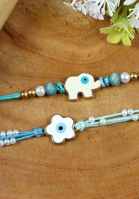 Blue Evil Eye Rakhi Set Of 2