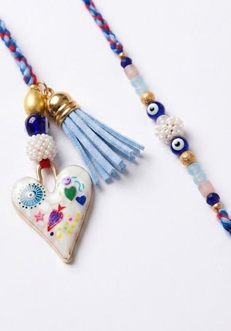Blue Thread Rakhi Set Of 2