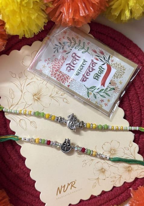 Silver Thread Rakhi Set Of 2