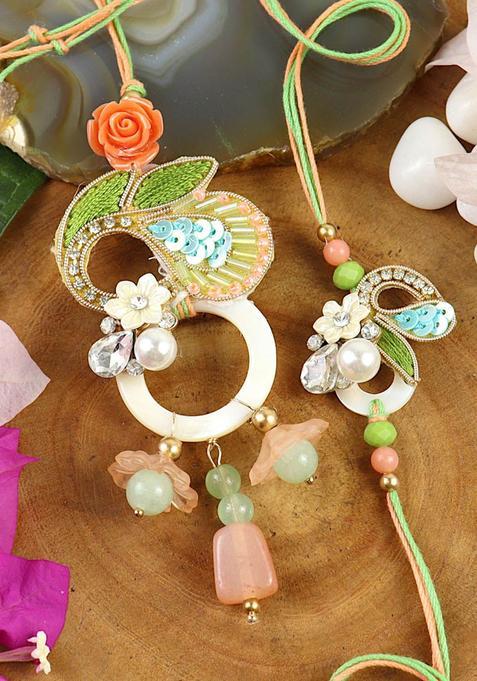 Golden Bhaiya Bhabhi Rakhi Set Of 2