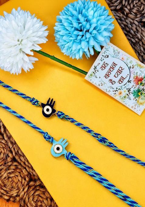 Blue Evil Eye Rakhi Set Of 2