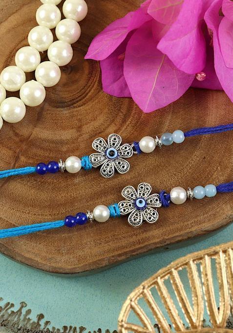 Blue Evil Eye Rakhi Set Of 2