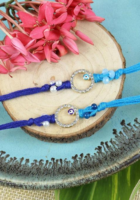 Blue Evil Eye Rakhi Set Of 2