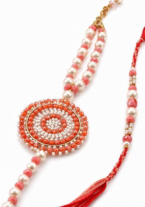 Peach Lumba Rakhi Set Of 2