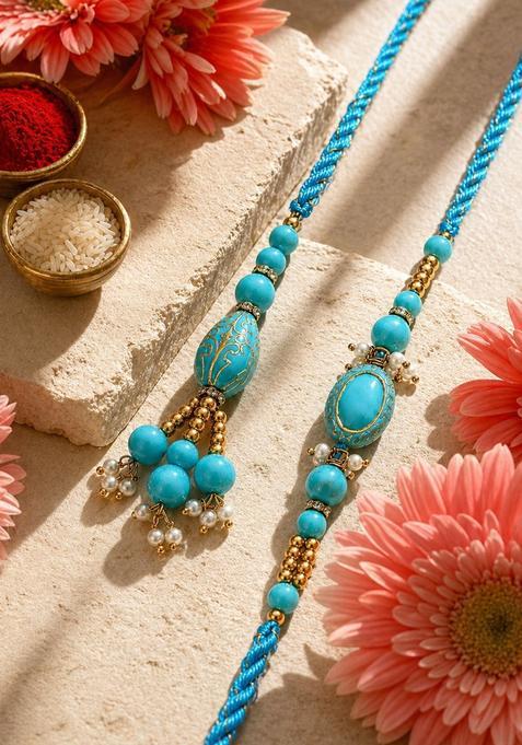 Blue Bhaiya Bhabhi Rakhi Set Of 2