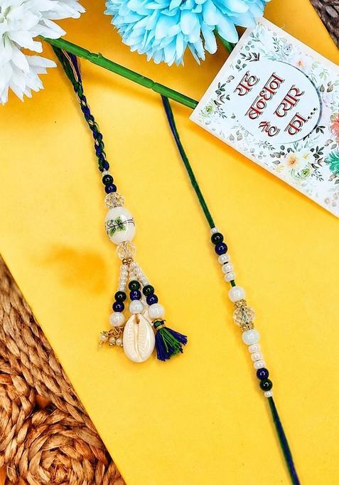 Green Thread Rakhi Set Of 2