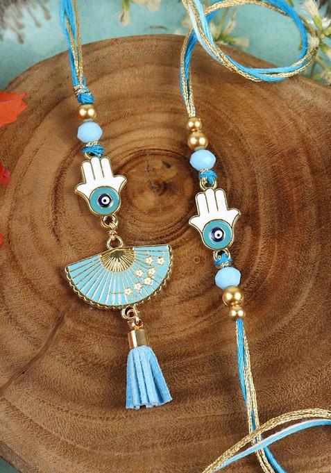 Golden Bhaiya Bhabhi Rakhi Set Of 2