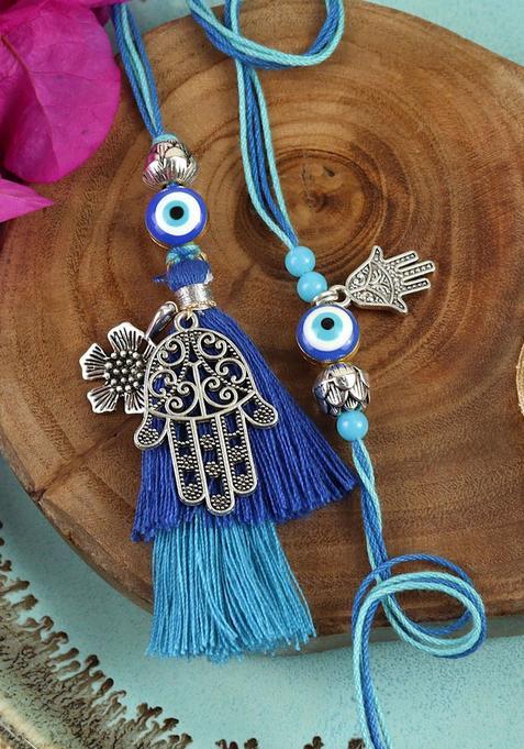 Blue Bhaiya Bhabhi Rakhi Set Of 2