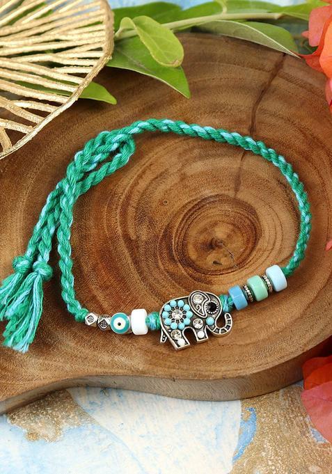 Green Thread Rakhi Set Of 1