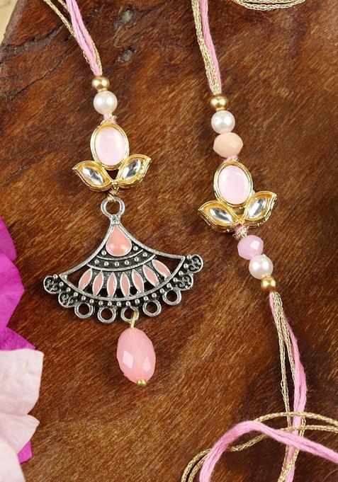 Silver Bhaiya Bhabhi Rakhi Set Of 2