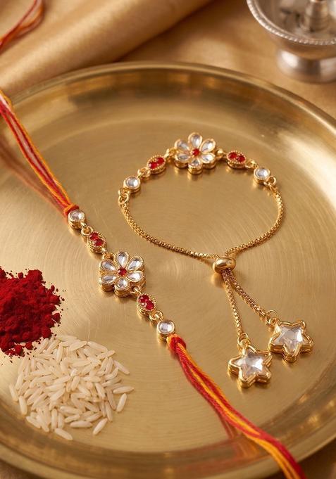 Golden Thread Rakhi Set Of 2