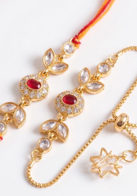 Golden Bhaiya Bhabhi Rakhi Set Of 2