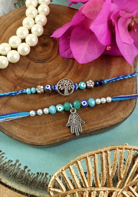 Blue Thread Rakhi Set Of 2