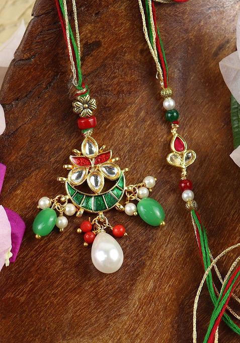 Golden Bhaiya Bhabhi Rakhi Set Of 2