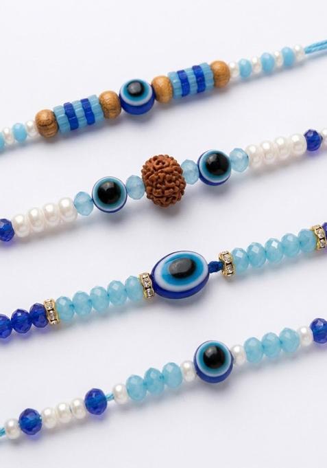 Blue Evil Eye Rakhi Set Of 4