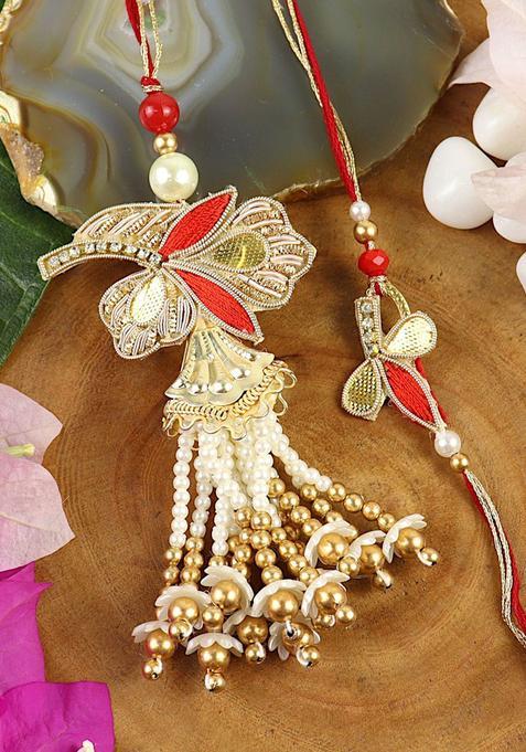 Golden Bhaiya Bhabhi Rakhi Set Of 2