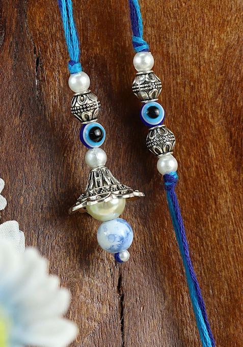 Silver Bhaiya Bhabhi Rakhi Set Of 2