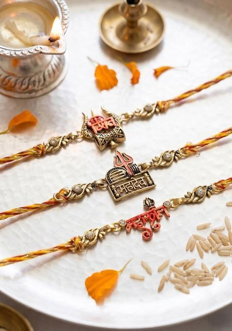 Multicolor Thread Rakhi Set Of 3