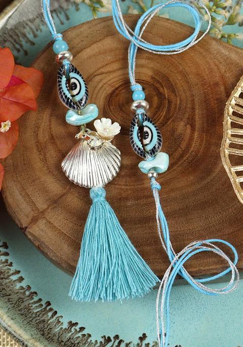 Silver Bhaiya Bhabhi Rakhi Set Of 2