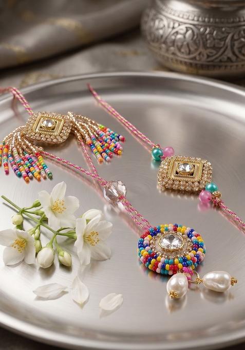 Golden Thread Rakhi Set Of 2
