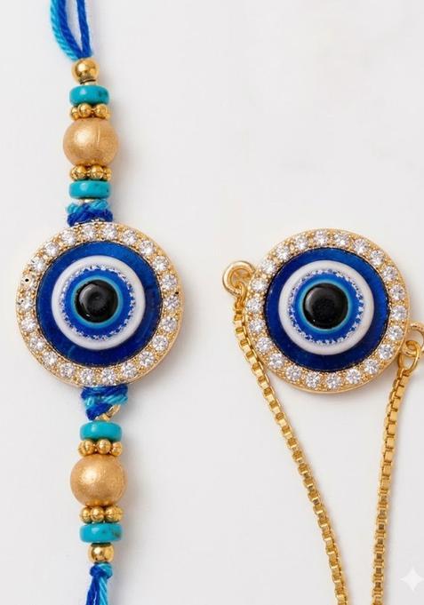 Blue Evil Eye Rakhi Set Of 2