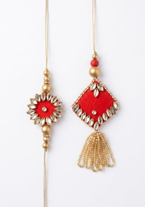 Red Bhaiya Bhabhi Rakhi Set Of 2