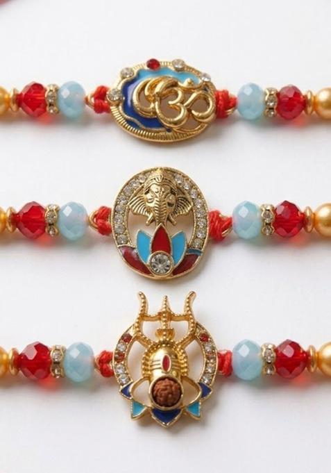 Multicolor Thread Rakhi Set Of 3