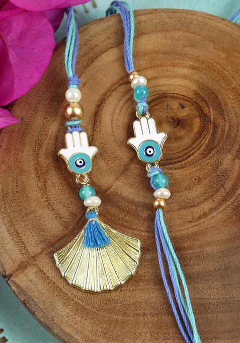 Golden Bhaiya Bhabhi Rakhi Set Of 2