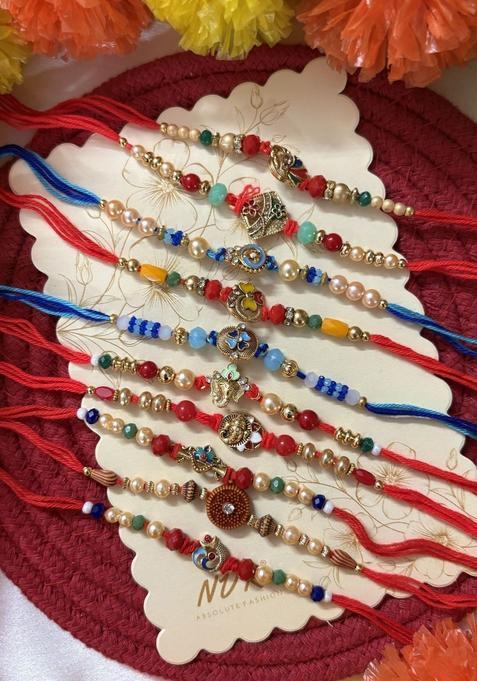 Multicolor Thread Rakhi Set Of 6