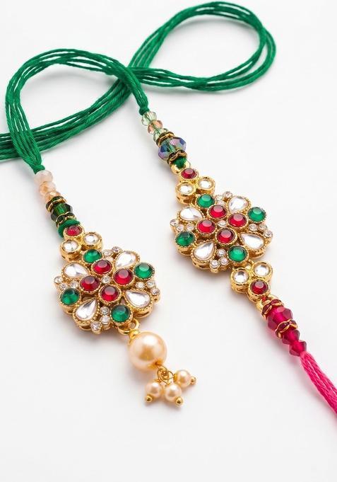 Multicolor Bhaiya Bhabhi Rakhi Set Of 2