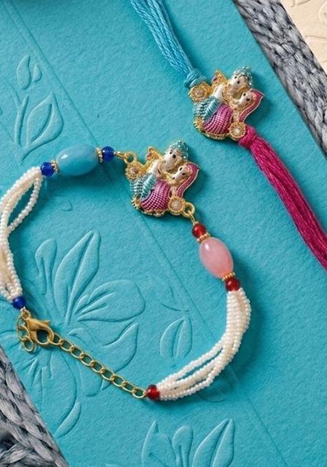 Blue Bhaiya Bhabhi Rakhi Set Of 2
