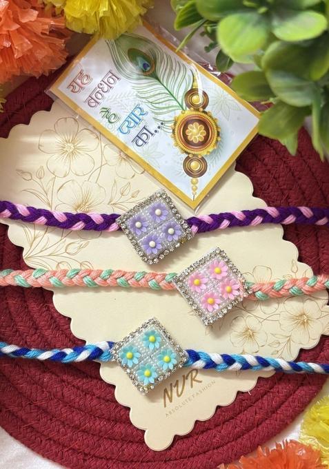 Multicolor Thread Rakhi Set Of 3