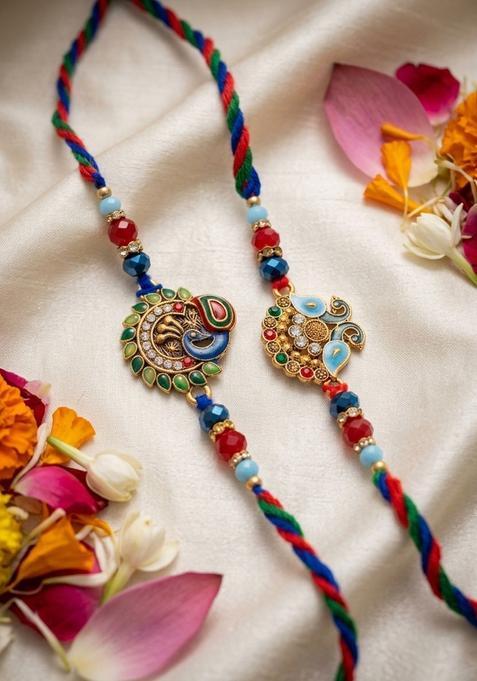 Multicolor Bhaiya Bhabhi Rakhi Set Of 2