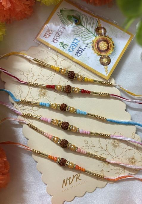 Multicolor Thread Rakhi Set Of 6