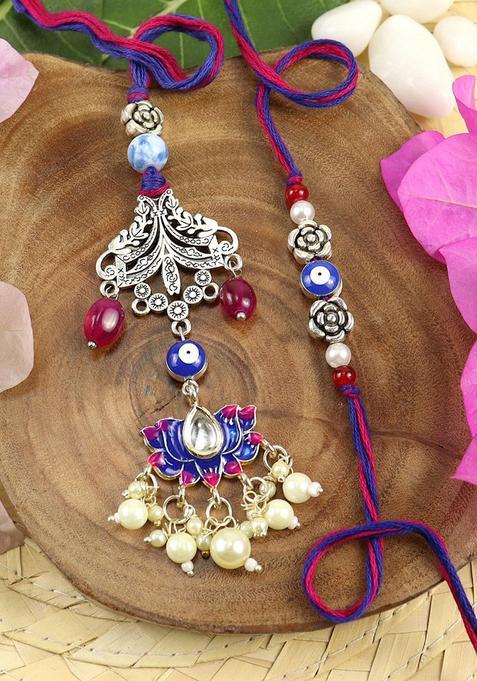 Silver Bhaiya Bhabhi Rakhi Set Of 2