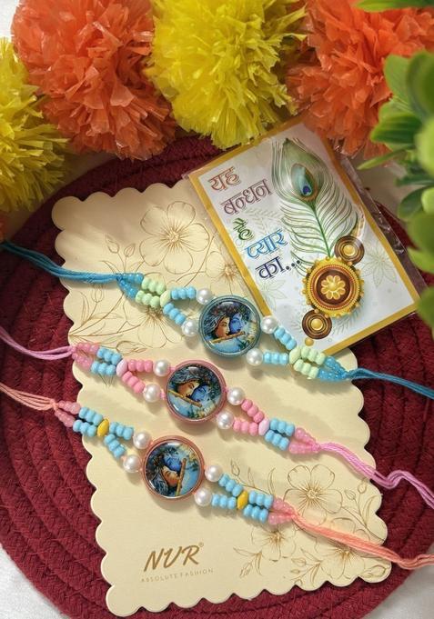 Multicolor Thread Rakhi Set Of 3
