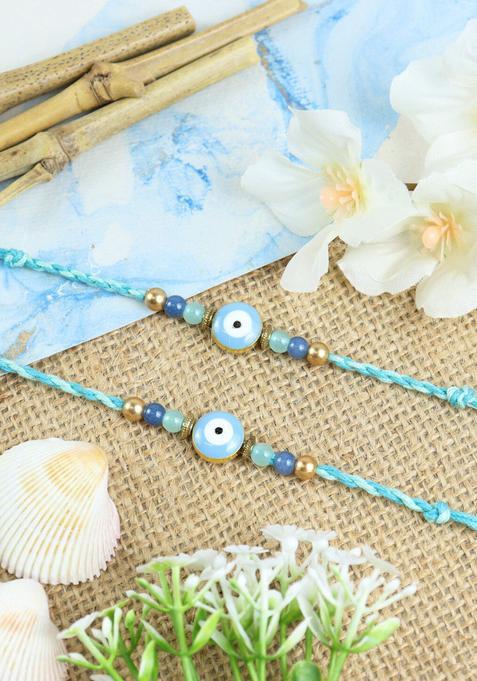 Blue Evil Eye Rakhi Set Of 2