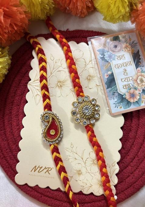 Golden Thread Rakhi Set Of 2