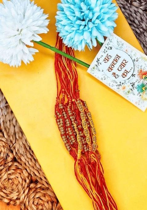 Red Multistrand Rakhi Set Of 6