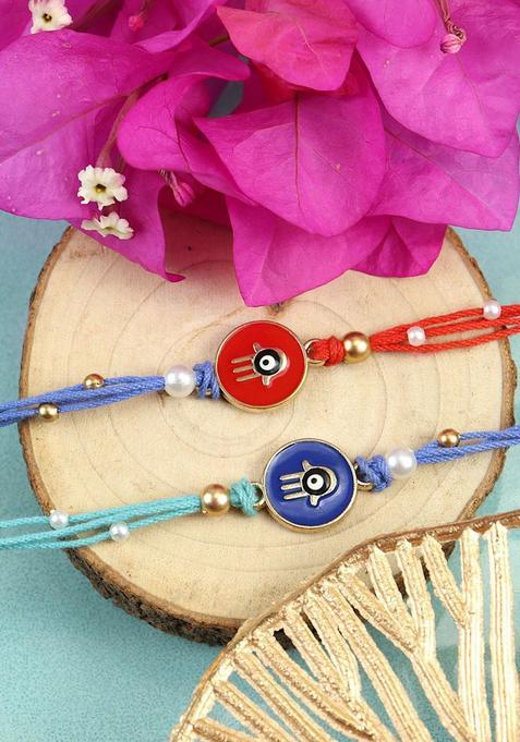 Red Evil Eye Rakhi Set Of 2