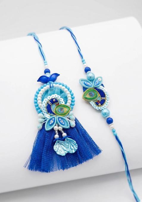 Blue Bhaiya Bhabhi Rakhi Set Of 2
