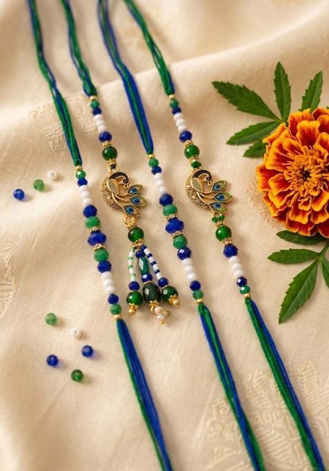 Blue Thread Rakhi Set Of 4