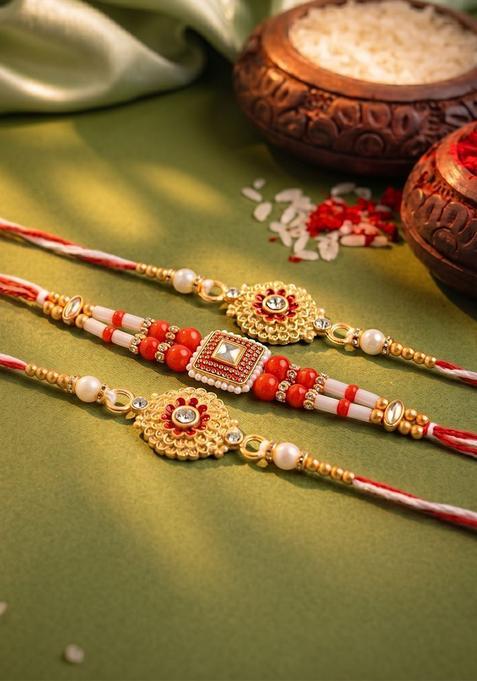 Red Thread Rakhi Set Of 3