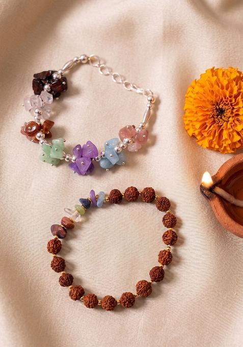 Multicolor Multistrand Rakhi Set Of 2