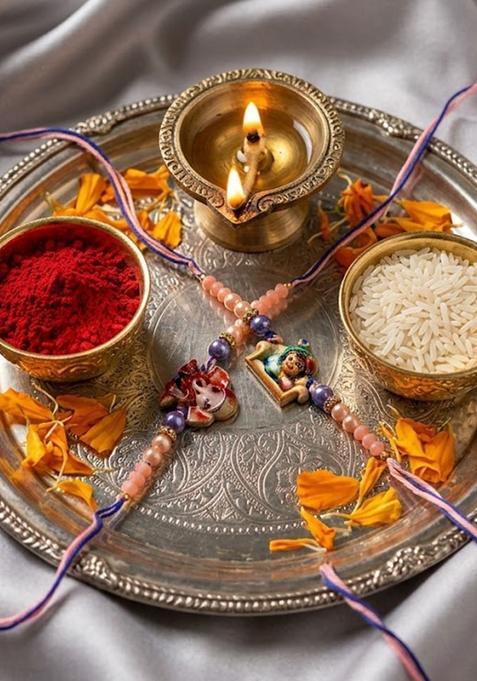 Multicolor Bhaiya Bhabhi Rakhi Set Of 2