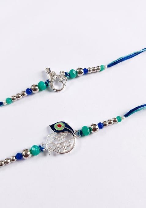 Silver Bhaiya Bhabhi Rakhi Set Of 2