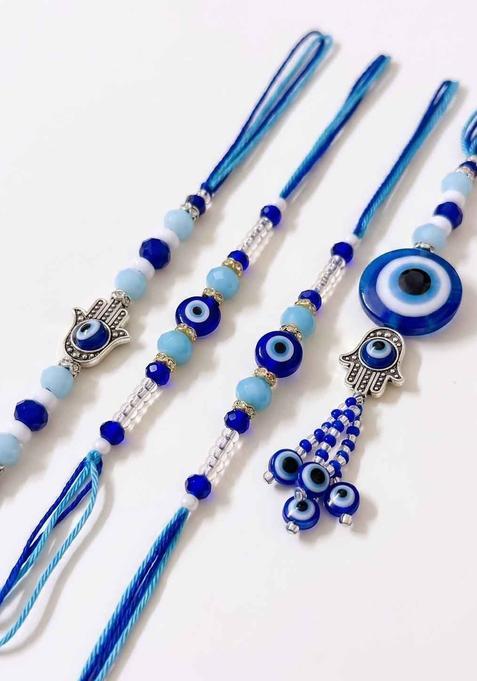 Blue Evil Eye Rakhi Set Of 4