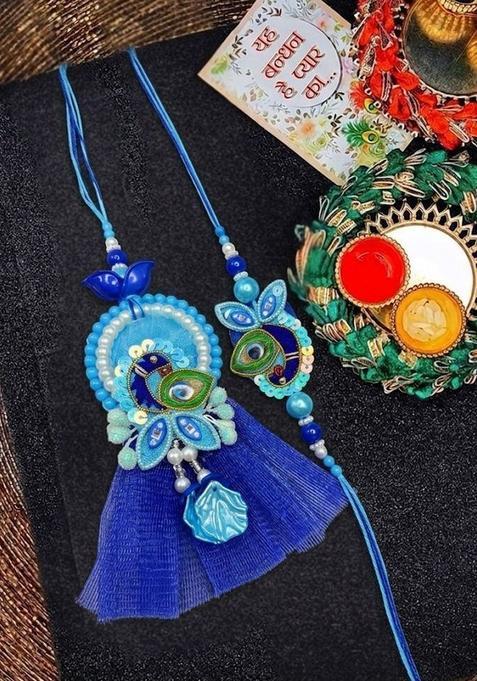 Blue Bhaiya Bhabhi Rakhi Set Of 2