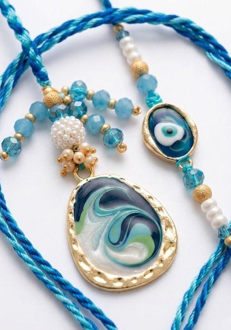 Blue Bhaiya Bhabhi Rakhi Set Of 2
