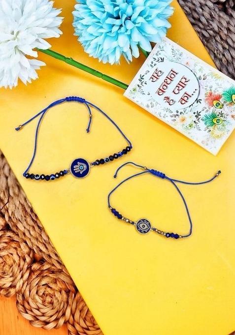 Blue Evil Eye Rakhi Set Of 2